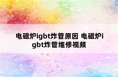 电磁炉igbt炸管原因 电磁炉igbt炸管维修视频